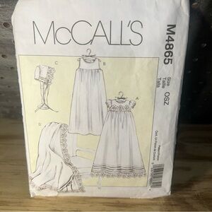 Vintage McCall’s M4865 Classic Sewing Pattern Infants Dress, Bonnet, Blanket